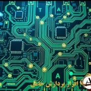 برد مدار چاپی مدرن با مسیرهای سبز و قطعات SMD